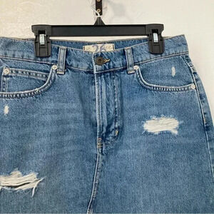 We The Free People Women's Sz 26 Jean Skirt Distressed‎ Frayed